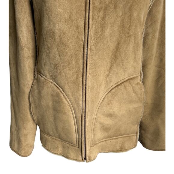 Aeros Women’s Size Medium High End Tan Vegan Suede Shearling Coat‎ - Picture 4 of 7